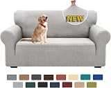 XINEAGE 2 Seater Stretch Sofa Cover Non Slip Jacquard Grey Silver