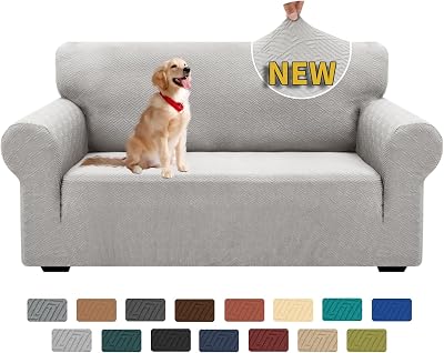 XINEAGE 2 Seater Stretch Sofa Cover Non Slip Jacquard Grey Silver