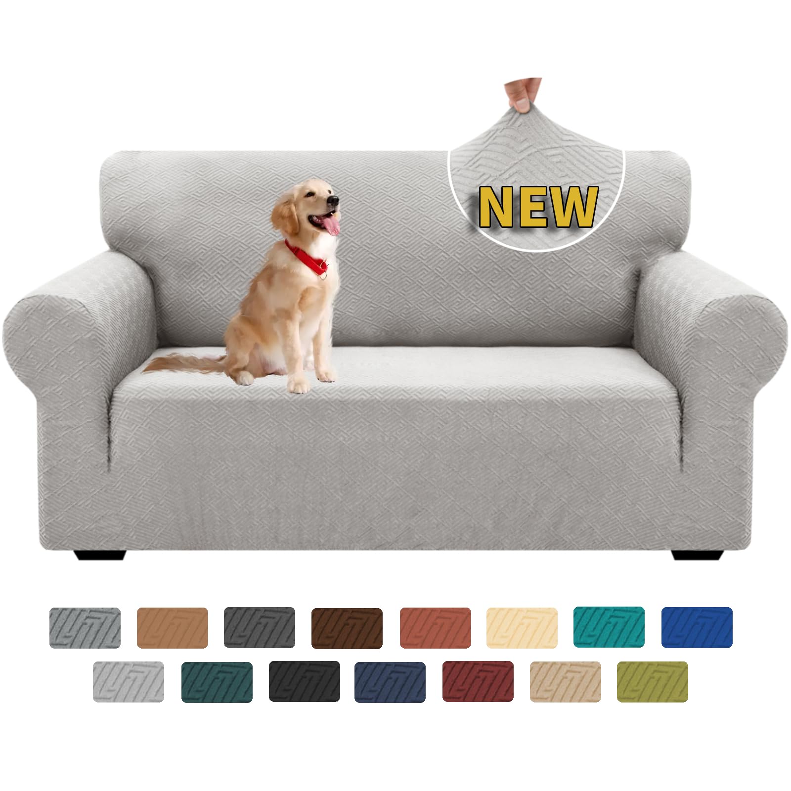 XINEAGE 2 Seater Stretch Sofa with Armrests for the Living Room Cover, Non-Slip Cover for Dogs, Pets, Silver Grey — image 1