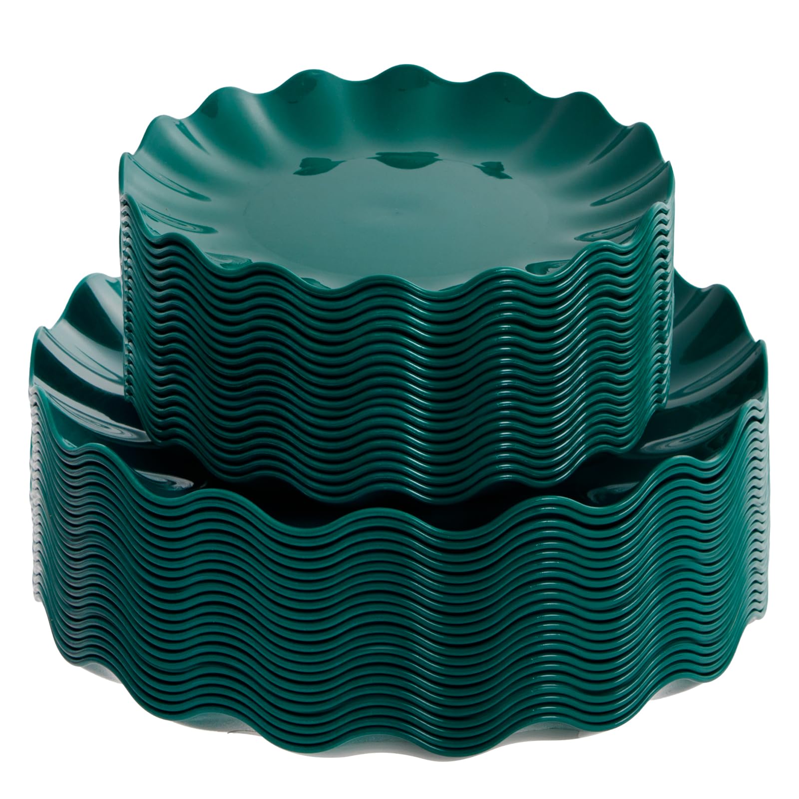 Photo 1 of LIYH 50 Pcs Green Plastic Plates Reusable - St Patricks Day Plates Unbreakable Holiday Dinnerware Dishes Fancy Scalloped Plates Dishwasher Safe BPA Free for St Patricks Day(25Guests)