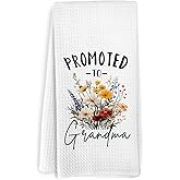 KFXHANGD Promoted to Grandma Kitchen Towels, First Time Grandma Gifts, Grandma Dish Towels, New Grandma Gifts, Grandma to Be Gifts, Grandma Hand Tea Towels for Bathroom Kitchen, 16x24 Inches