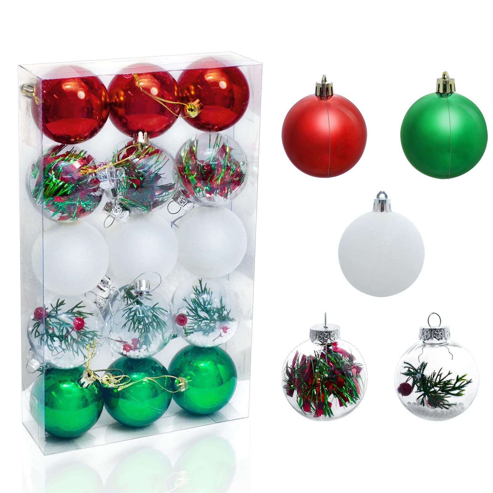 Uten Christmas Balls Xmas Tree Hanging Christmas Balls Decoration for Xmas Hanging Decorations Festival Holiday Decor - 15 Pieces 6cm — image 1