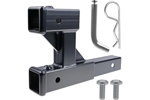 Dual Hitch Extension with Bolt Nut Kit Compatible with 2 inch Receiver Extender to 10" Max Length, with a 7-1/2-Inch Riser or