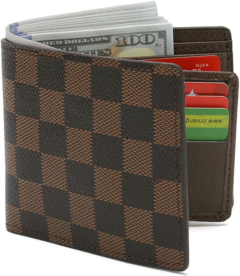 Wallets For Mens Leather Slim Bifold Blocking Card FRID Men Wallet With ID Window Card Case And Gift Box