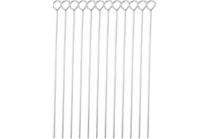 HONSHEN 10 Inch Metal Barbecue Skewers, Stainless Steel BBQ Skewers, Shish Kebab Kabob Skewers 12 Pcs