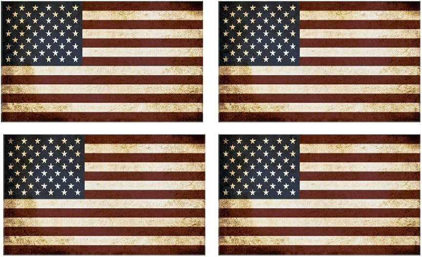 4 Pack American Flag Patriotic Faded Stars and Stripes Auto