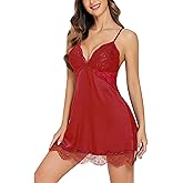 Avidlove Women'S Nightgowns Sexy Lace Night Gown Satin V-Neck Chemise Plus Size Sikly Nightgowns