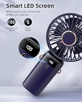 Koonie Portable Handheld Fan 5 Speed 8H Battery Digital Display Dark Blue view 4