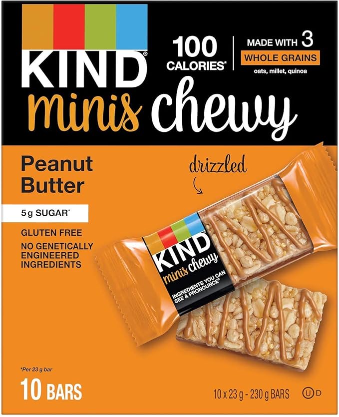 KIND Bar Minis, Chewy Bar, Peanut Butter, 23 Grams, 10 Count Amazon.ca