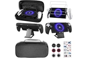 GUTIAL Accessories kit for Sony Playstation Portal - Black 5 in 1 Accessories Bundle for PS5 Portal with Carrying Case Protective Cover case and 2 Pack Screen Protector, Playstand for Ps Portal