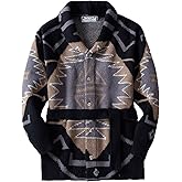 Men's Southwestern Aztec Geometric Pattern Cardigan Sweater, Khaki Black Tan, Long Sleeve Knit Jacket with Belt, Retro Style