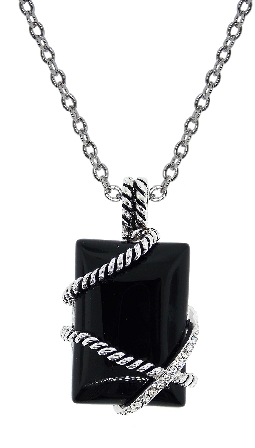 Popular Hamptongems Designer Inspired Turquoise Black Onyx Or Mother Of Pearl Natural Stone Pendant Silver Necklace With Crystal Accents Black Onyx Neck Clothing The Best Online Store Offer Sonoritaaparelhosauditivos Com Br