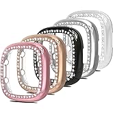 Simpeak 5-Pack Bling Case Compatible with Fitbit Versa 4/Sense 2 Smartwatch, Crystals Diamond Frame Protector Back Cover Replacement for Fitbit Sense 2/Versa 4, (No Screen)