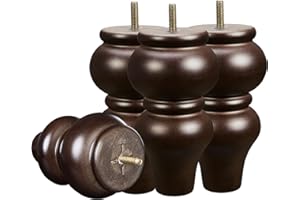 SHANJUE Wood Furniture Legs 6 inch Sofa Legs Pack of 4,Round Couch Legs Espresso Mid Century Desk Legs,Sofa Replacement Parts,for Dresser, Sideboard, Recliner, Coffee Table