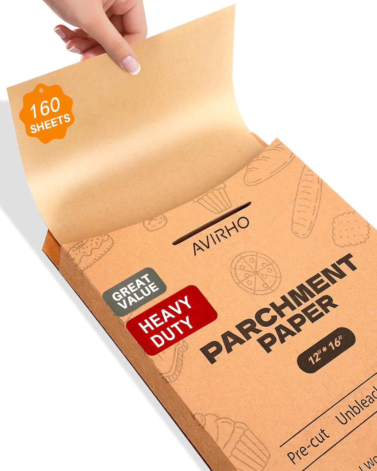 Photo 1 of 160 Pcs Unbleached Parchment Paper Sheets, 12x16 Inch Precut Baking Paper for Baking Sheet, Non-Stick Parchment Paper for Baking, Oven, Air Fryer, Grilling, Steaming, Cookies, Bread, Cake