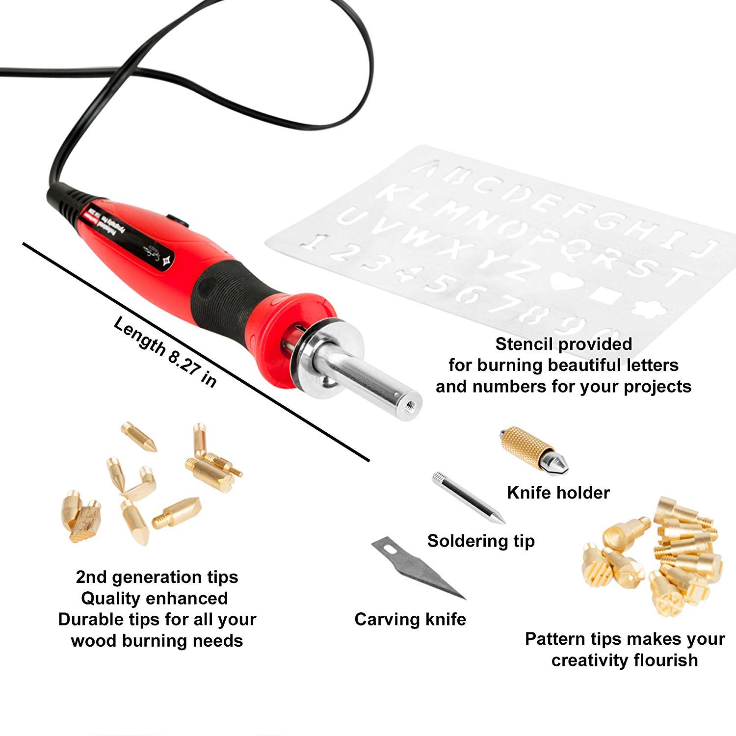 Wood Burning Kit + Free Beginners Guide, Best Pyrography Pen/Woodburner