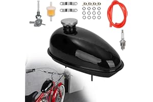 MTATCN 3L 0.79 Gallon Mini Bike Gas Tank Fuel Tank with Cap & Spark Plug & Petcock & Fuel Line & Fuel Filter for 2 stroke 49cc 60cc 66cc 80cc Engines Motorized Bicycle Motor Bikes