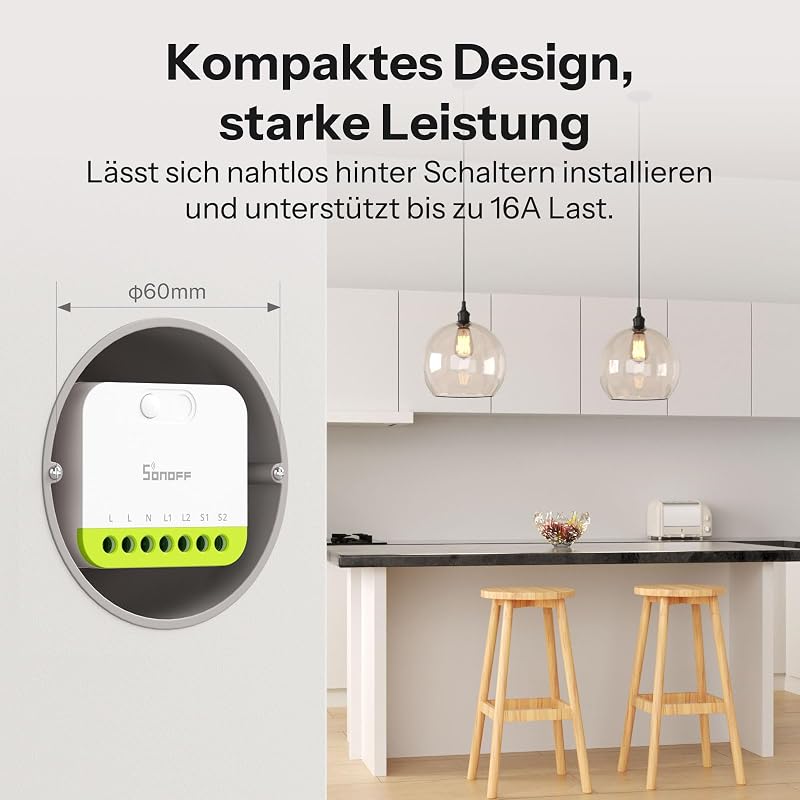 MINI Duo 2-Kanal Zigbee Smart-Schalter, Zigbee 3.0, 16A Gesamtlast, Fernsteuerung über Zigbee Hub, Neutralleiter erforderlich, kompatibel mit Alexa/Google, 2er-Pack