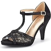 DREAM PAIRS Women's Open Toe Kitten Heel Sandals