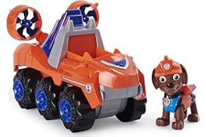 PAW Patrol, Dino Rescue Zuma’s Deluxe Rev Up Vehicle with Mystery Dinosaur Figure, Preschool Toys for Boys & Girls Ages 3 and Up