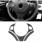BETTERHUMZ Car Steering Wheel Decoration Frame Trim for BMW 3 Series | 2005-2012 E90 E91 E92 E93 325i 320i 318i Interior Moulding Accessories (black)