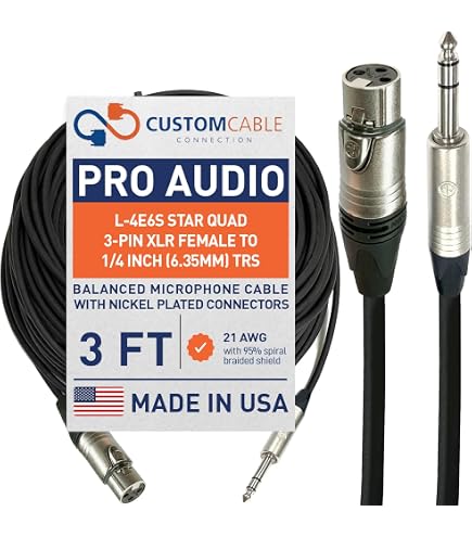 Amazon.com: Canare L-4E6S Microphone Cable, Quad Core, Black Bulk