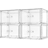 Vtopmart 4 Pack 18QT Clear Stackable Storage Drawers,Easily Assemble Closet Organizers,Plastic Storage Bins for Bathroom,Cabinet,Kitchen Pantry,Under Sink Organization(Medium)