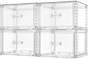 Vtopmart 4 Large Stackable Clear Acrylic Drawer Organizer with Handles, Easy Assembly for Bathroom, Kitchen Cabinet, Closet, 