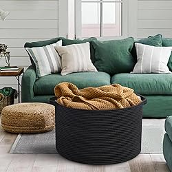 MEGASKET Large Black Blanket Basket, 22" X 22" X