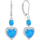 FYNSBLE Opal Earrings for Women 925 Sterling Silver Infinity/Heart Opal Dangle Drop Leverback Earrings Hypoallergenic Jewelry for Women
