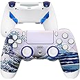 HEXGAMING New Edge Wireless Controller Compatible with ps4-4 Back Buttons, 6 Profiles, Hair Triggers, Swappable Thumbsticks - The Great Waves