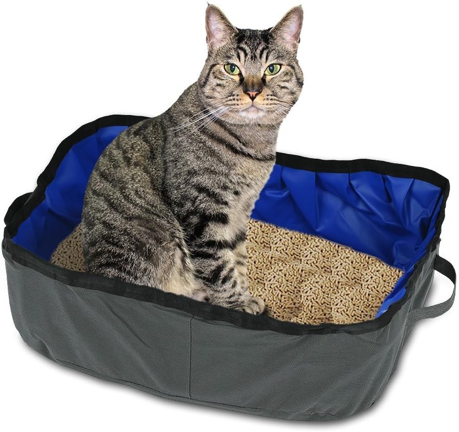 PINJUM Cat Litter Box Soft Foldable Waterproof Pet Kitty Cat Litter Pan Portable for Travel Easy to Clean