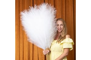 EVODIS Pampas Grass Decor Tall, 43"/110cm Faux Pampas Grass 6 Stems Large Pompass Grass Branches Tall Bulk Boho Flower Arrangement for Home Room Wedding Party Decor (White)