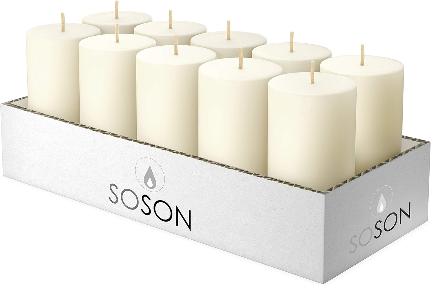 Simply Soson 2 x 4 Inch Cotton Ivory Unscented Pillar