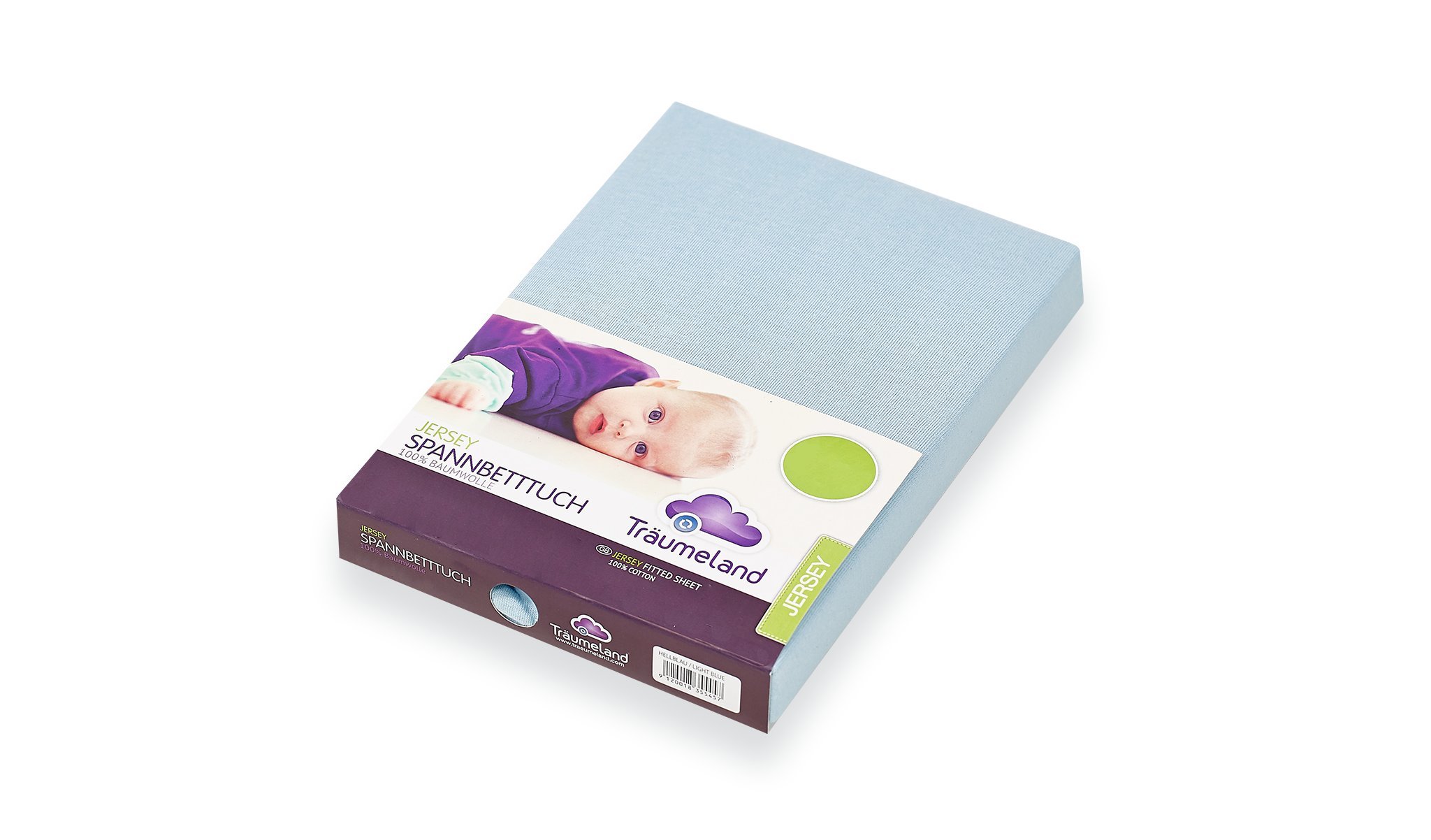 Jersey Cotton Fitted Sheet, 40 x 90 cm, Light Blue