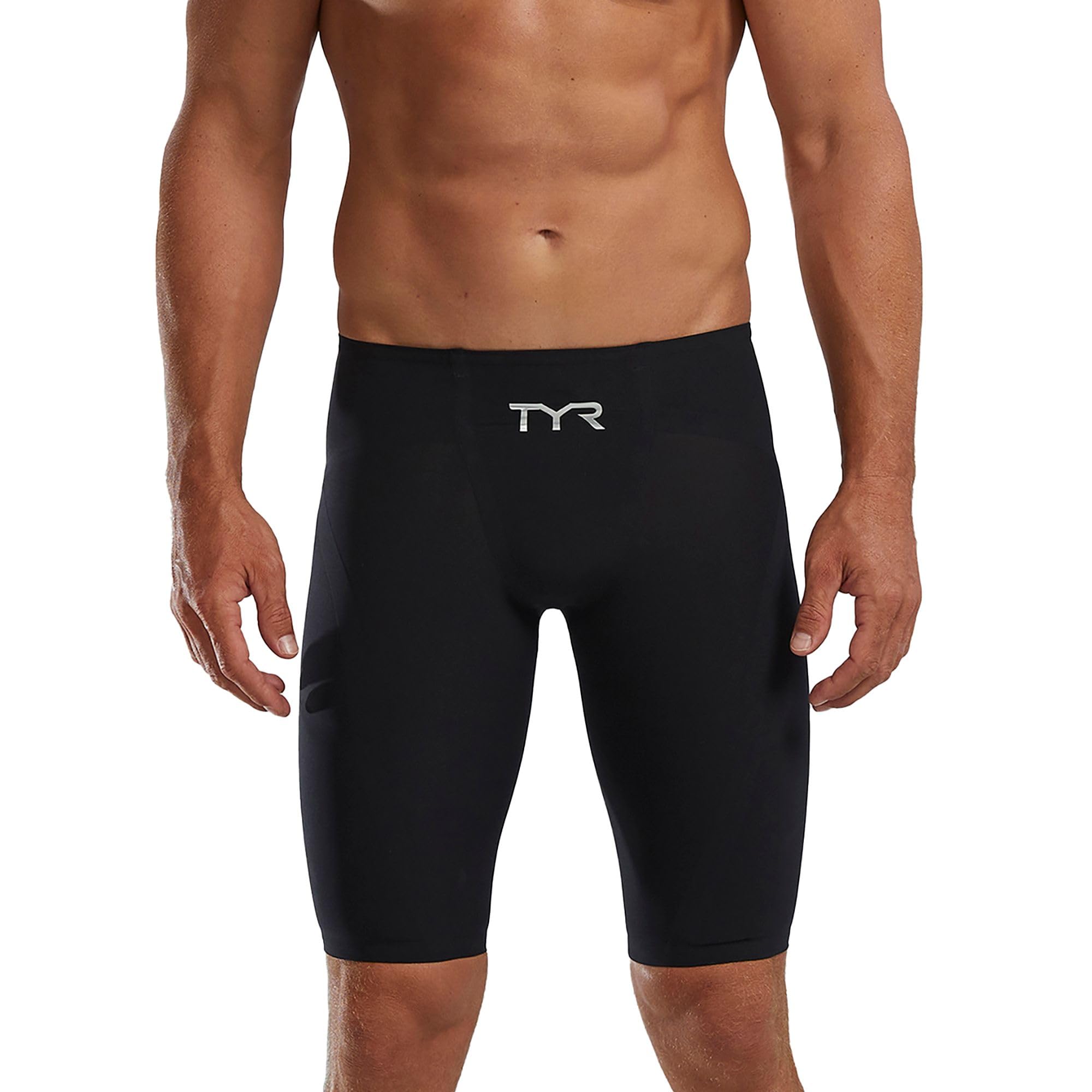 Photo 1 of TYR Men's Venzo Solid High Waist Jammer Swimsuit – Racing Tech Suit for Competitive Swimming Onyx - size 27