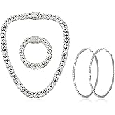 HAXIYA Tennis Necklace Bracelet for Women, Sterling Sliver, Dainty Chocker Necklace, Crystal Bracelet for Women, Wedding Jewelry for Bride, Sparkly Party Prom Hypoallergenic