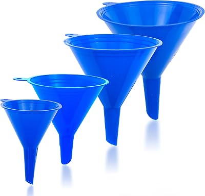 LIQVEE Funnel Blue 4 Size Set - 122/101/76/50mm, Food Grade Plastic