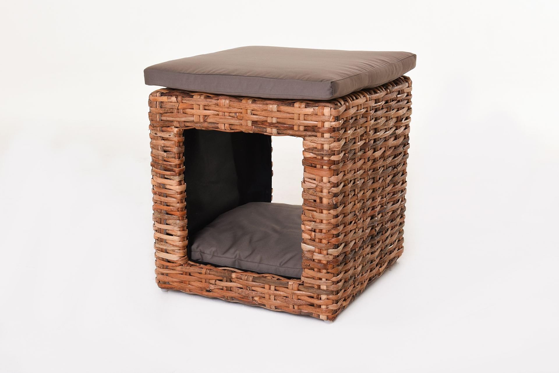 Magnus Rattan Dog Basket Cat Basket with cushion dog bed, Natural