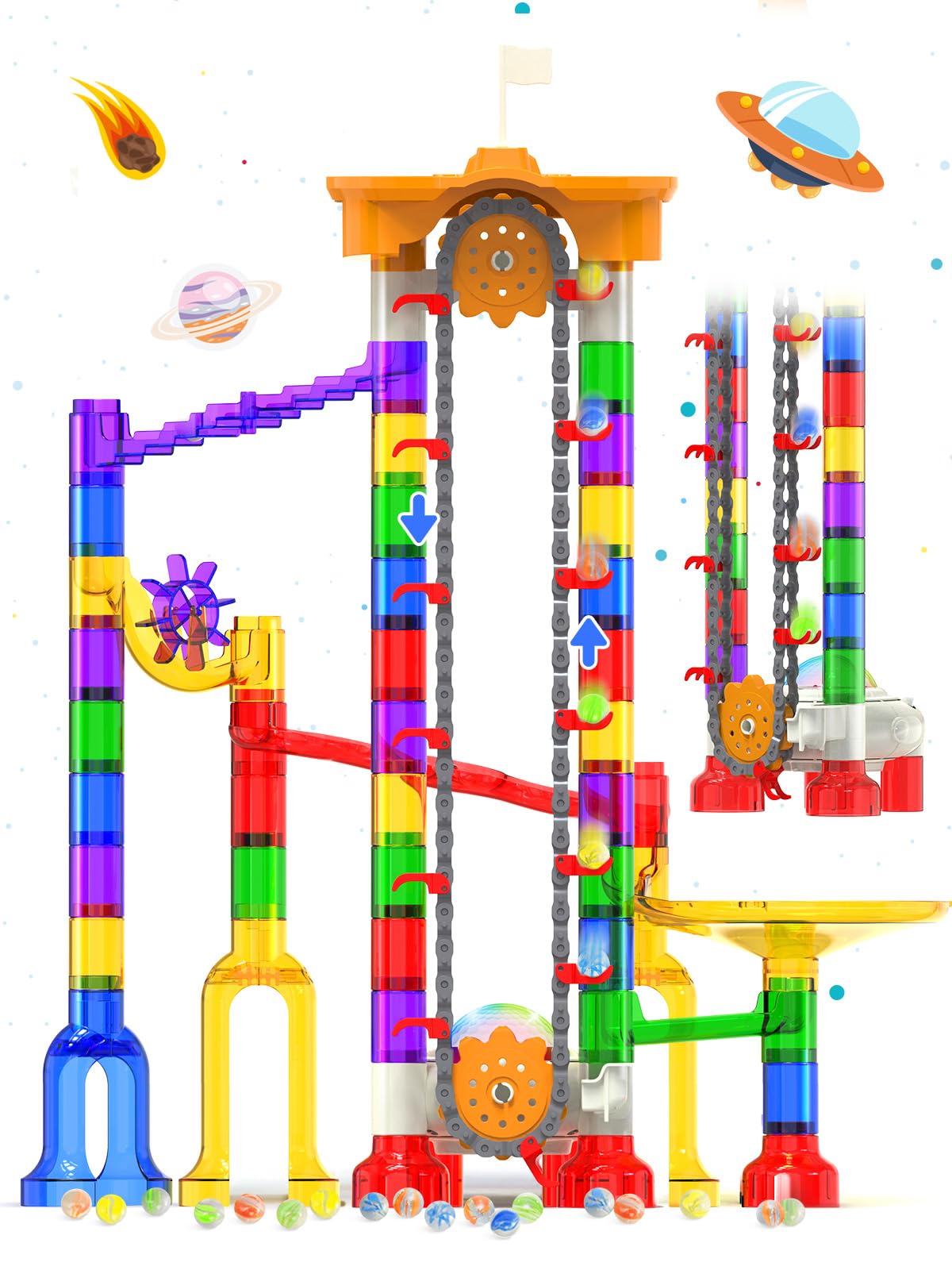 Photo 1 of Motorized Marble Run - Marble Runs Stem Toys for Kids 4-8 8-12 - Construction Building Educational Space Toys 5-7 8-10 - Birthday for Boys and Girls