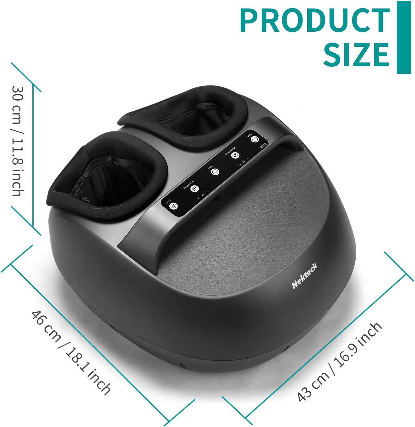 Nekteck Foot Massager Machine with Heat, Shiatsu Foot Massagers with Handle Design, 6 Mode with Kneading Rolling, Air Compression and Built-in Heat Function,Relax for Home or Office Use,Fit to Size 12: Health & Personal Care