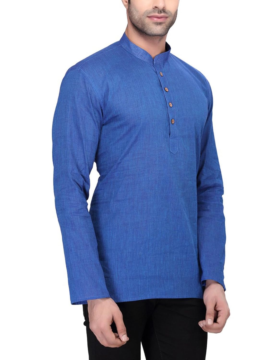 rg designers men's full sleeve short kurta avhandloomshort-blue