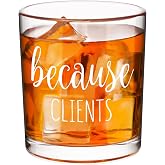 Futtumy Funny Because Clients Whiskey Glass for Men Coworker Employees Realtor Lawyer Paralegal Hairdresser Stylist Cosmetology, Christmas Birthday Gifts White Elephant Gift Exchange for Men, 10 Oz