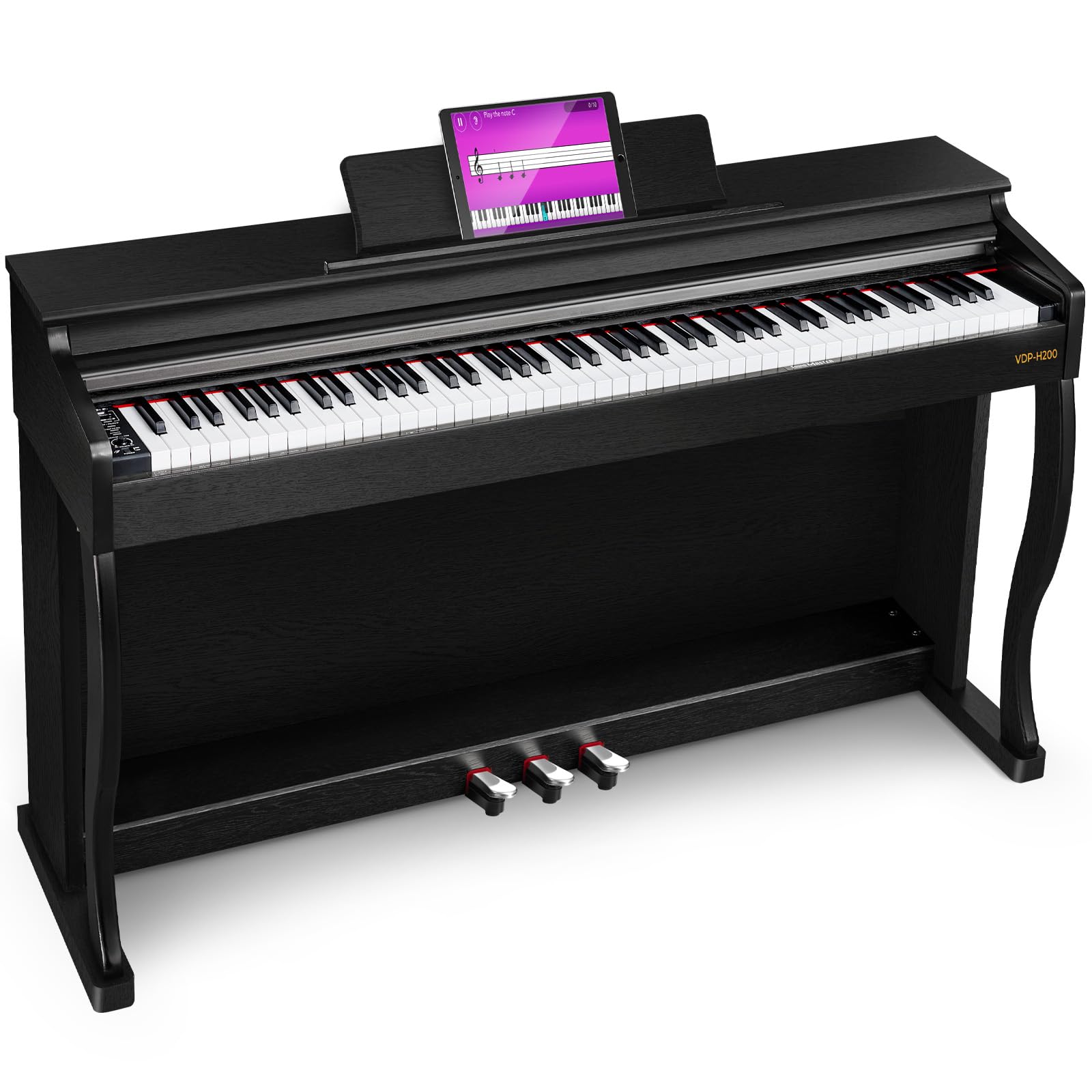Digital Piano, 88 Keys Weighted Hammer Action Home Digital Piano Full Size Bundle with Slide Key Cover, Furniture Stand, Power Adapter, Triple Pedals, Black, by Vangoa
