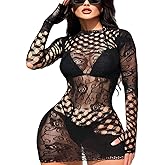 Lysvihart Women Sexy Lingerie Dresses Fishnet Nightwear Little Dress Bikini Cover Up