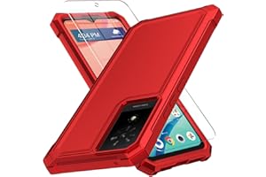 MUOKCTM Muoktcm for TCL K24 Case, T434D T434W/K23 Case, with Screen Protector, Dual Layer Structure Protection, Shock-Absorbing Corners TPU Bumper, Heavy Duty Rugged Protective Phone (Red)