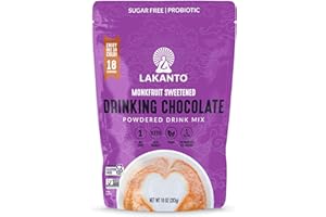 Lakanto Sugar Free Drinking Chocolate - Cold or Hot Cocoa Powder Mix, Shelf Stable Probiotics, Monk Fruit Sweetener, Keto Diet Friendly, Vegan, Dutch Cocoa, Gourmet Taste (Original - 10 oz)