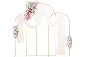 Anmakou Wedding Arch Backdrop Stand 8FT, 6.6FT, 6.6FT Set of 3 Gold Metal Arched Balloon Frame for Wedding Ceremony Birthday Party Baby Shower Anniversary Graduation Decoration
