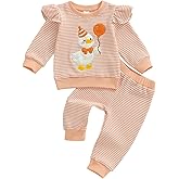 LAGKIYOJ Newborn Valentines Outfit Girl Love Heart Print Ruffle Long Sleeve Sweatshirt Pants Set Cute Baby Girl Clothes