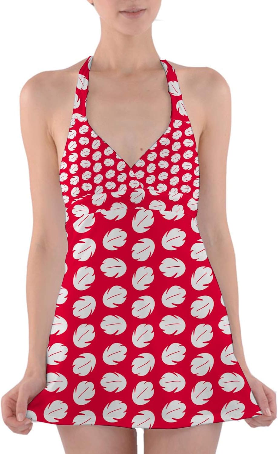 red hawaiian dress with white leaves